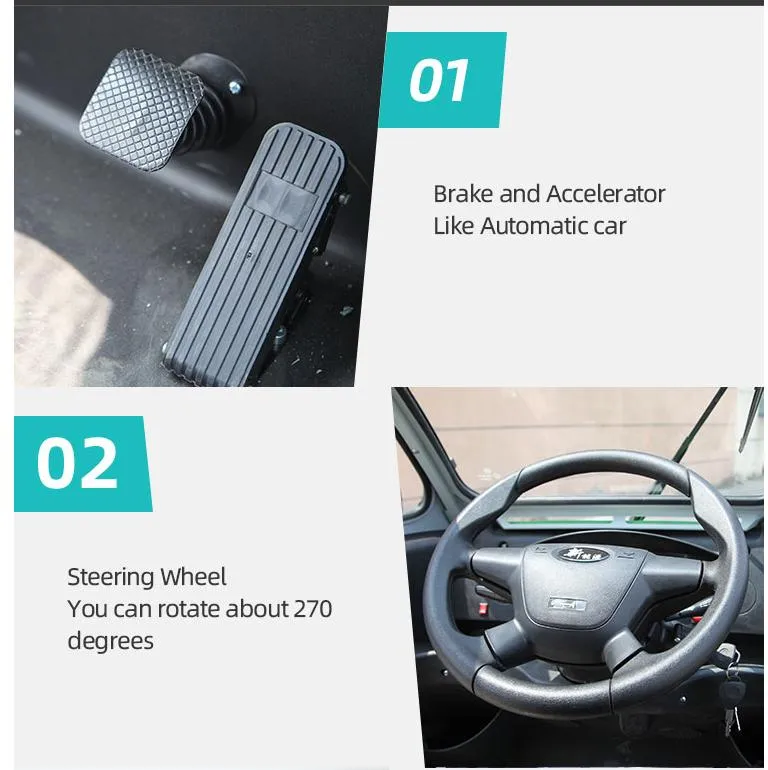 4 Wheel EEC L6e Approval 3 Seat Iron Lithium Battery Electric Car