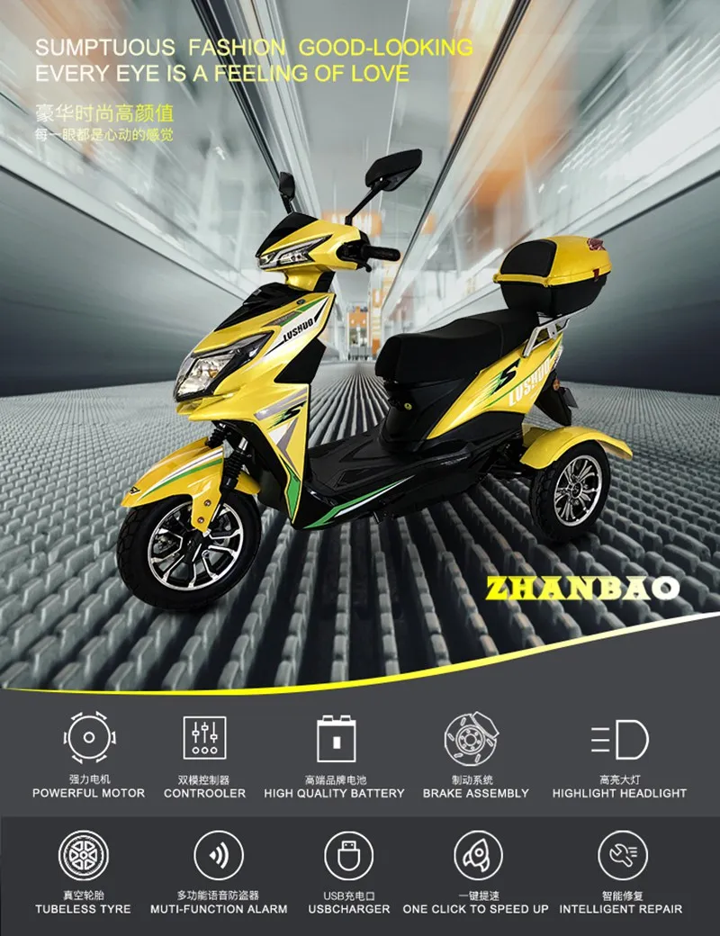 Carver Aimos Kavaki Mainbon Lmi Xuzhou Handicapped Israel in-Wheel Motor 500W Electric Tricycle