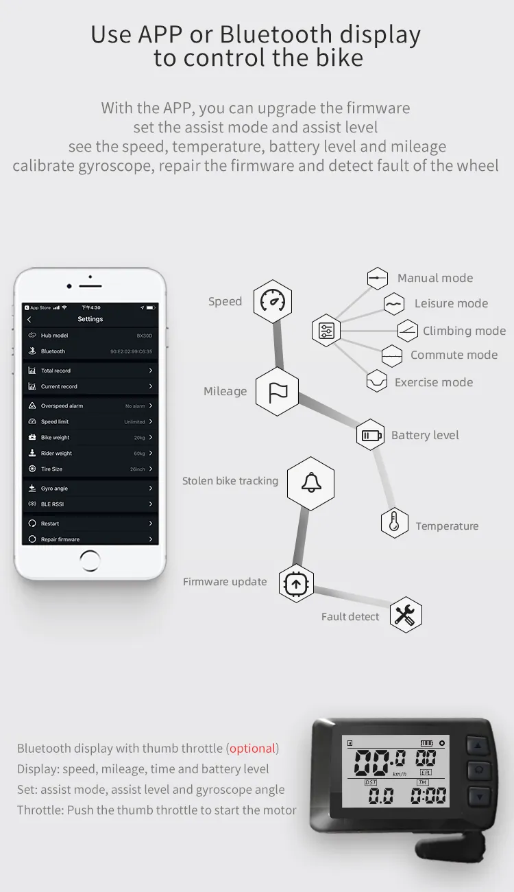 CE Approved 350W Ebike Wheel Kit with Sabvoton Sine Wave Programmable Controller