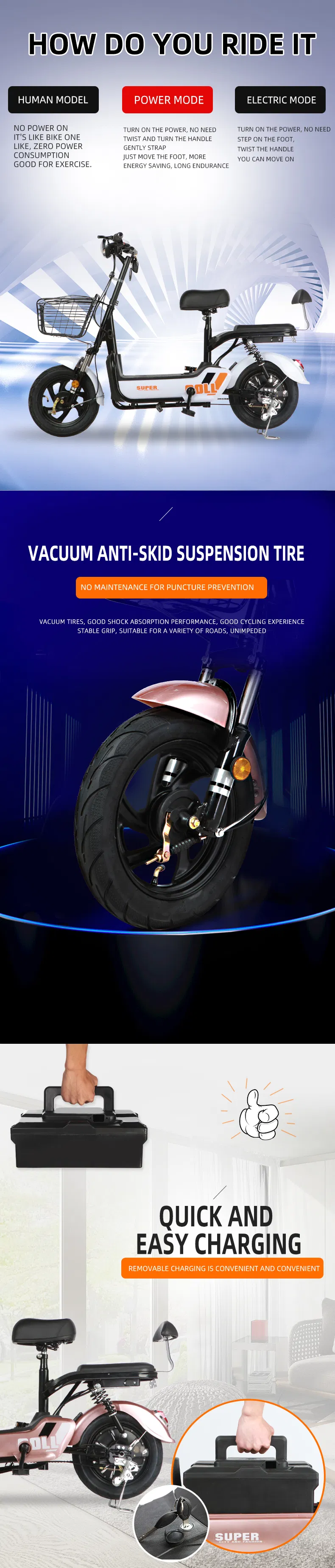 China Electric Bicycle Bike Kit 30km/H Electric Handicapped Scooter China China Electric Bike