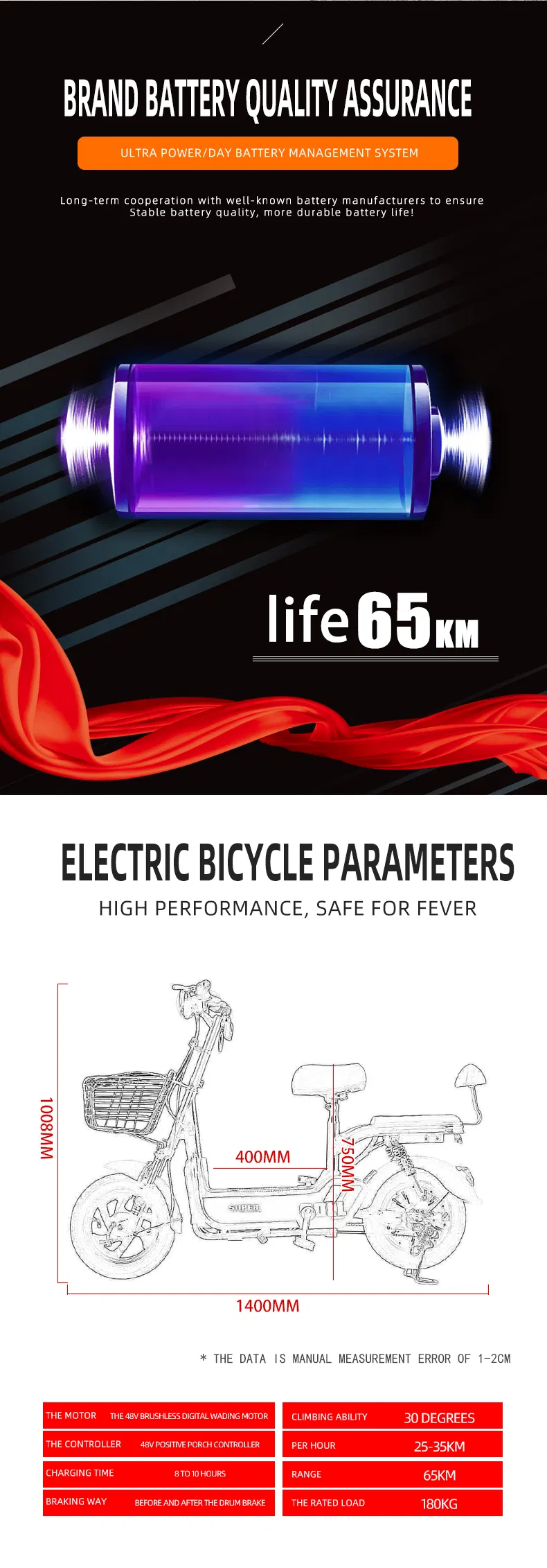 China Electric Bicycle Bike Kit 30km/H Electric Handicapped Scooter China China Electric Bike