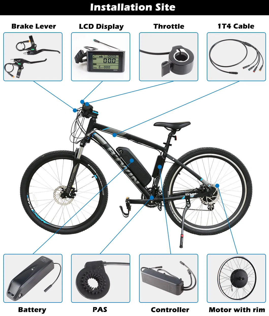 Factory Price 26 Inch Electric Bike Front Wheel Conversion Kit Bici Elettrica Con Batteria with Good Quality