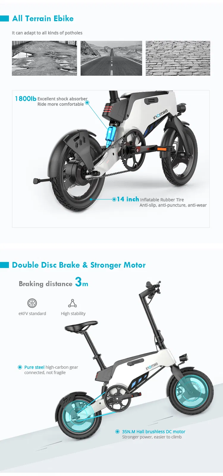 Folding Fast Smart Enduro Electric Moped Pedal Touring Bike