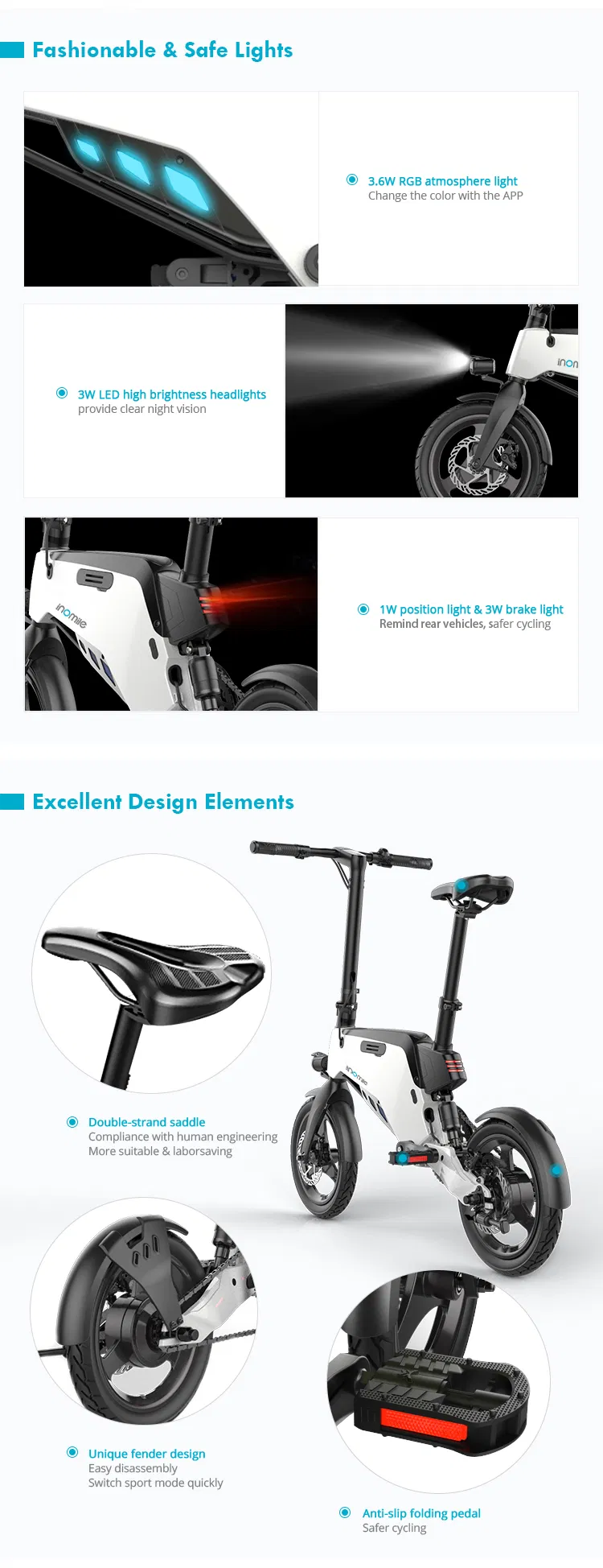 Folding Fast Smart Enduro Electric Moped Pedal Touring Bike