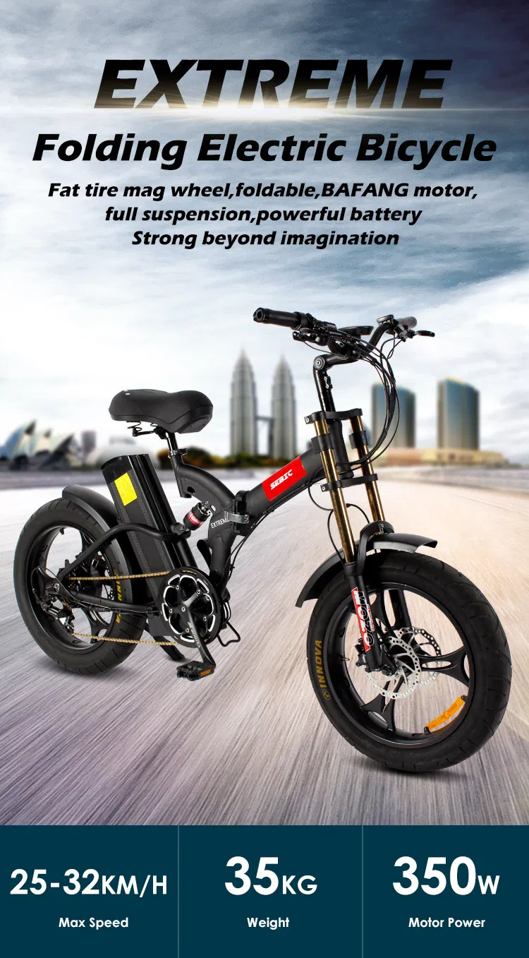 High-End Aluminum Alloy Electric Bike for Sale 48V 750W 20ah Cool Full Suspension Adults 20inch Folding Fat Comfortable Electric Bike