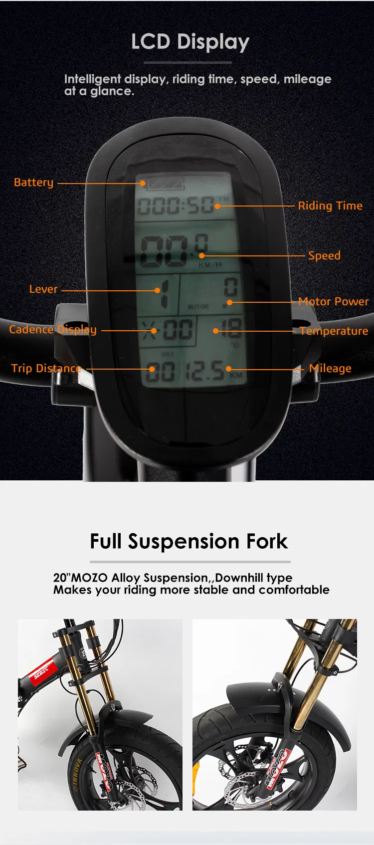 High-End Aluminum Alloy Electric Bike for Sale 48V 750W 20ah Cool Full Suspension Adults 20inch Folding Fat Comfortable Electric Bike