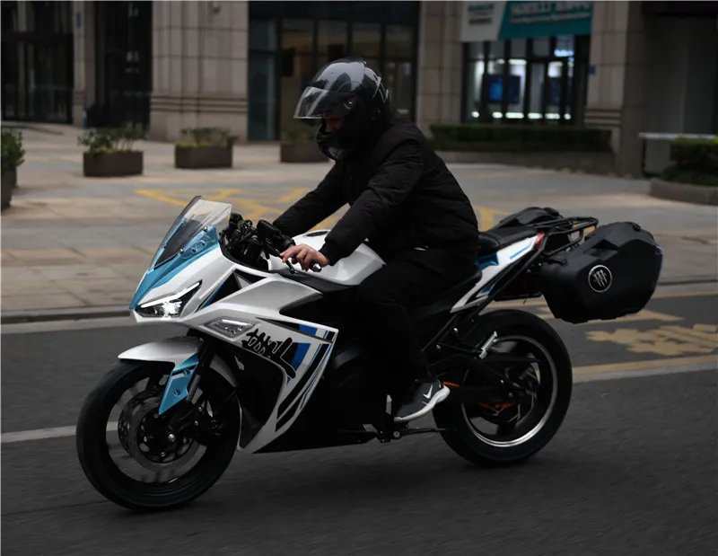 High Power LED Light Racing Electric Motorcycle 5000W Max 75km/H