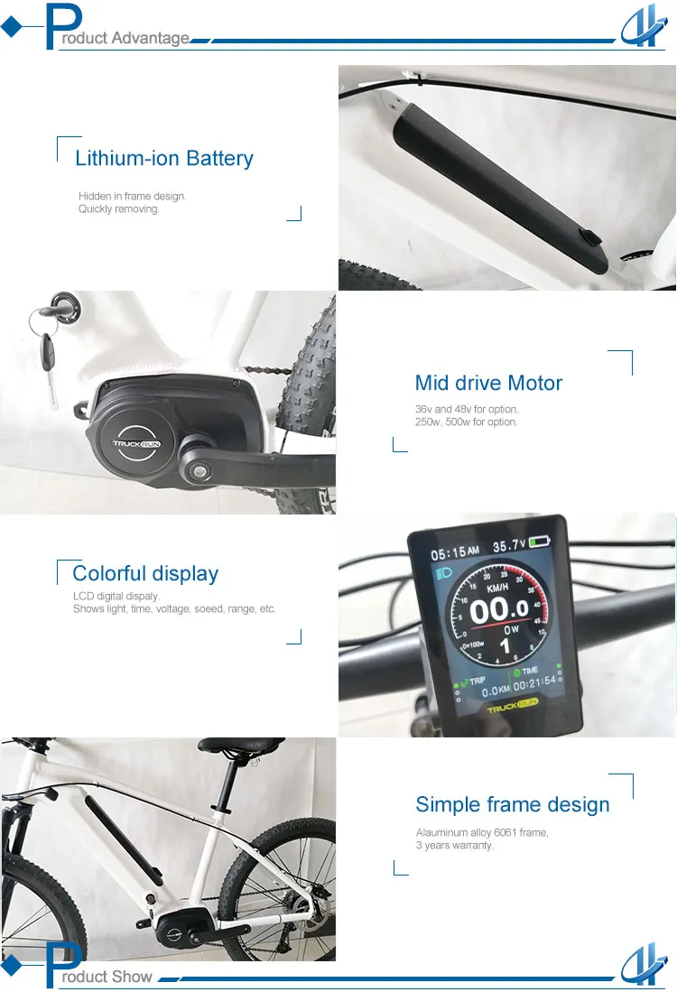 MID Drive System Electric Motorbike Mountain Bicycle Dirt Bicycle with Lithium Battery for Sale