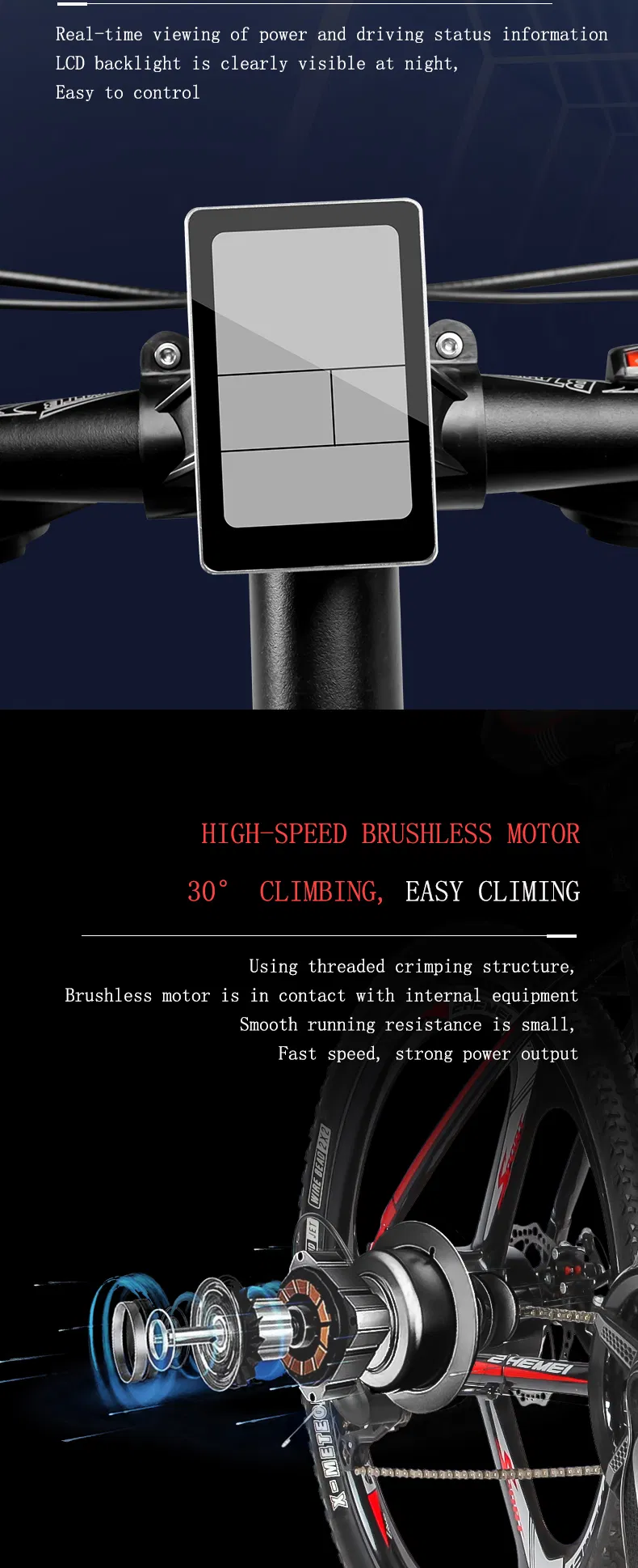 Mountain Bike 48V250W26 Inch Electric Bicycle 10ah Lithium Battery, 5-Level Electric Moped