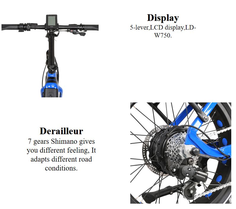New Arrival Paselec Electric Fat Tire Folding Bike 20" Ebike 7 Speed Gears 500W 100 Miles with 10.4-14ah Battery