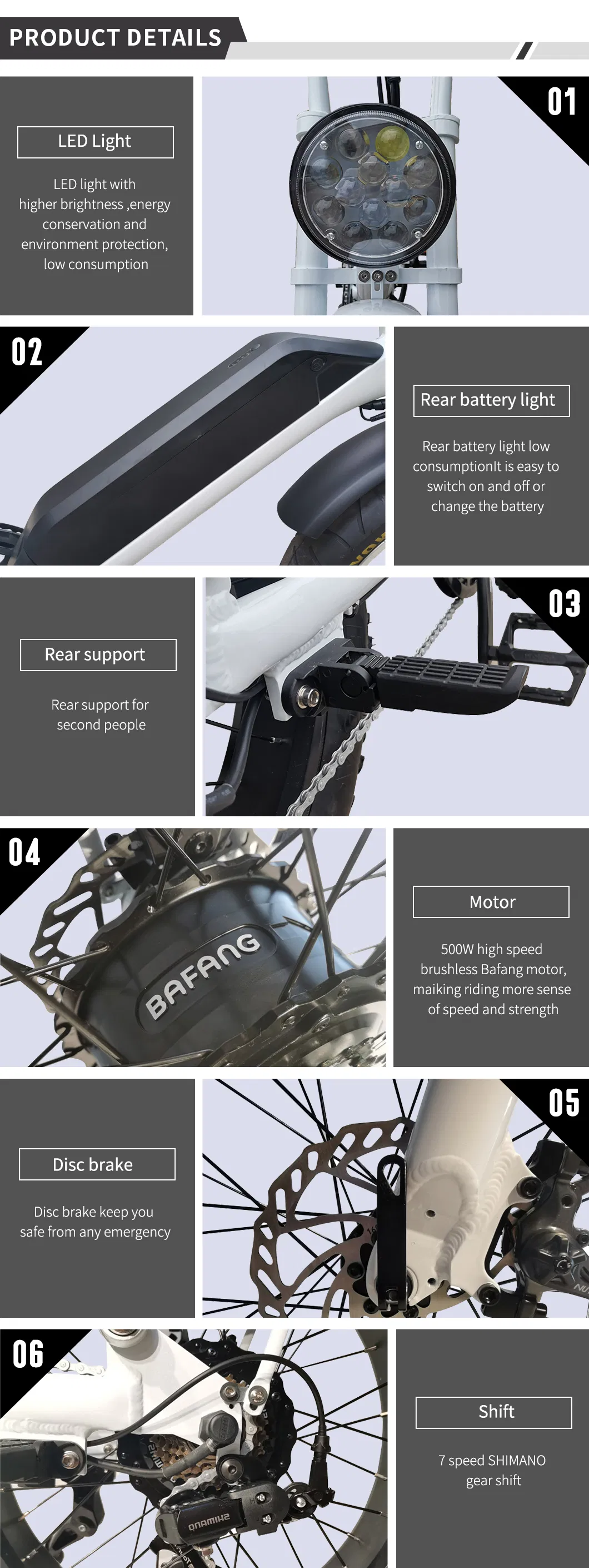 Pedal Assist Front Drive Geared Brushless Electric Motor for Ebike