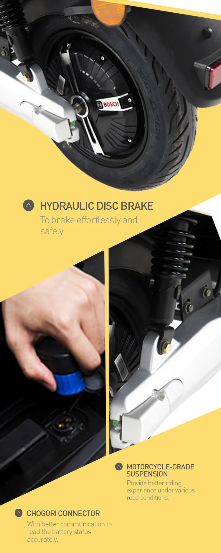 Self Design of 2020 Most Famous 2000W Electric Motorcycle with Disc Brake for European