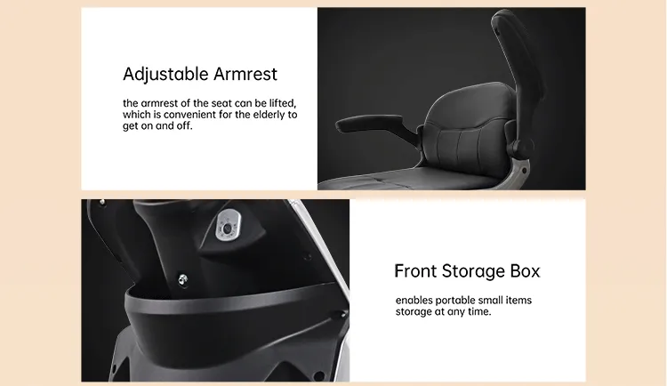 T408-2 48V/60V 500W Electric Tricycle Scooter Mini with Wide Tire for Elderly