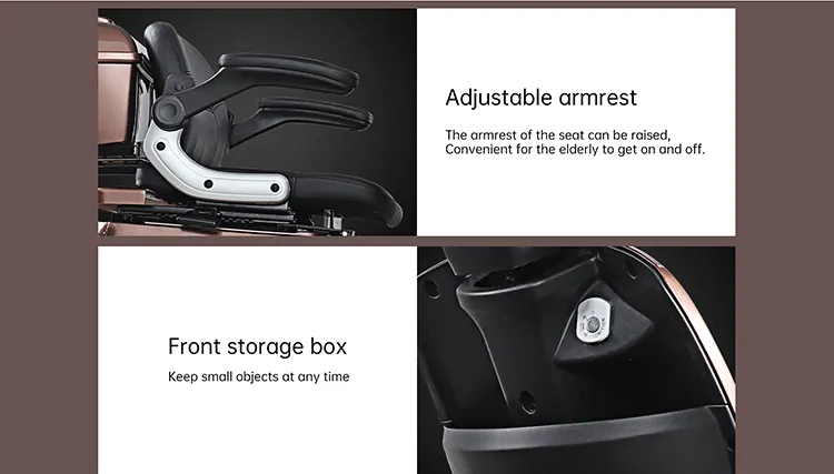 T408 500watt 60/72volt Electric Tricycle Scooter Motorcycle with Rear Seats for Disabled Persons