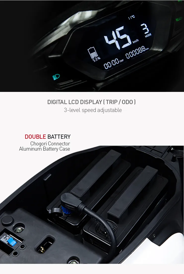 Three Colors of 2020 Most Sport Famous 2000W Electric Motorcycle with LED Display for European