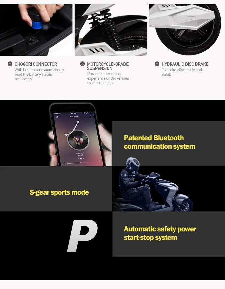 Three Colors of 2020 Most Sport Famous 2000W Electric Motorcycle with LED Display for European