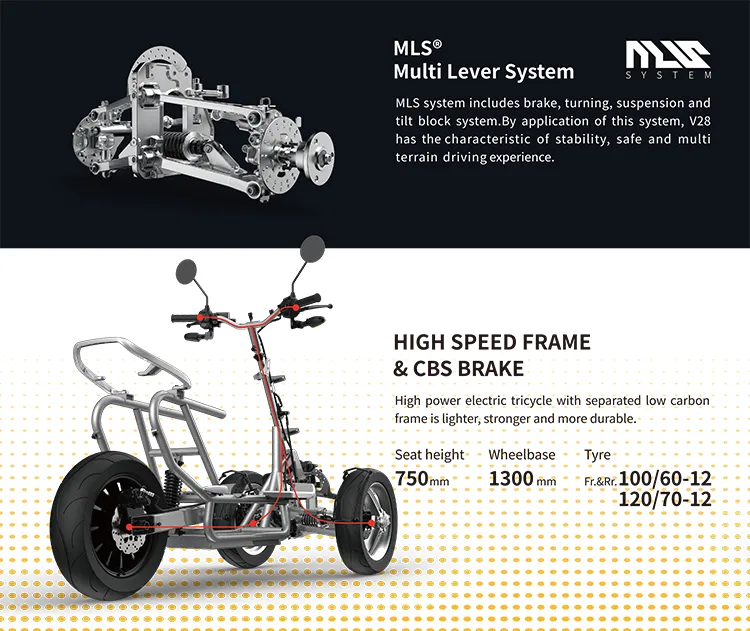 V28 2000W 72V 20ah Electric Scooter Motorcycle Electric Tricycle with EEC